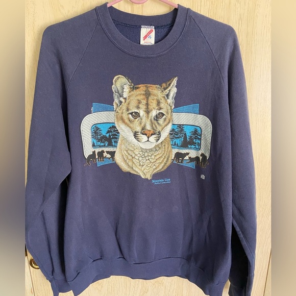 Jerzees Other - Vintage 90s Cougar Mountian Lion Crewneck Sweatshirt Jerzees Made In USA XXL